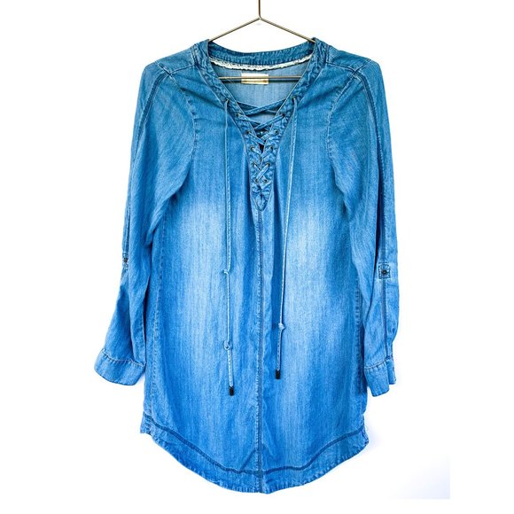 Altar'd State Dresses & Skirts - Altered State Chambray Blue Long Sleeve Dress